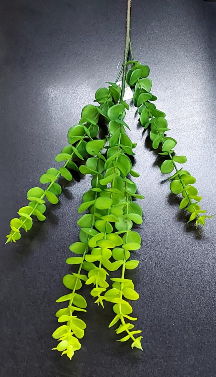 Ramură decorativă artificială tip suculentă – model curgător cu frunze rotunjite, verde intens